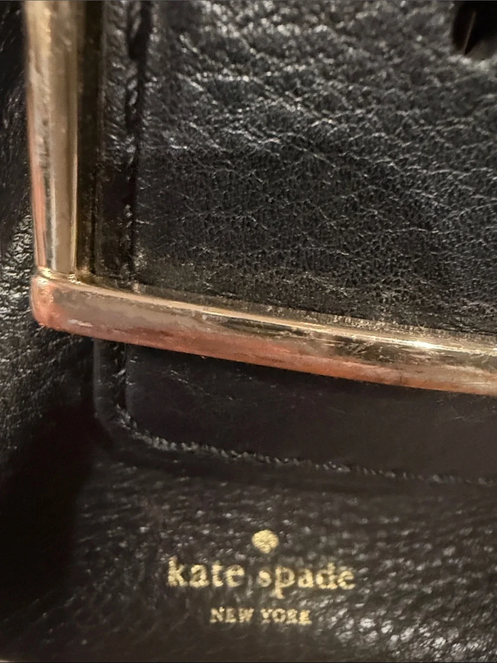 kate spade Black Pebbled Leather Crossbody with Gold Buckle